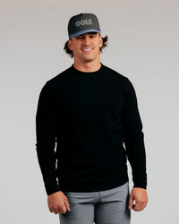 Black Waffle Crew Neck