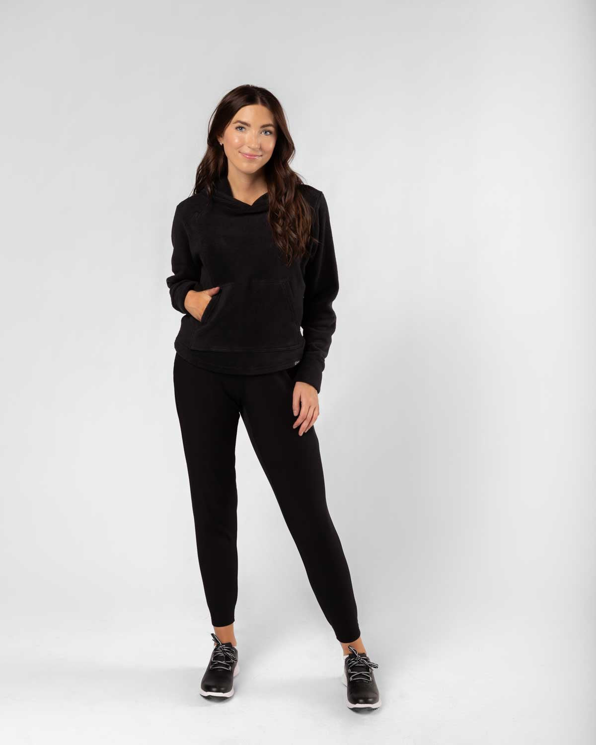 Women's Black Polar Fleece Hoodie