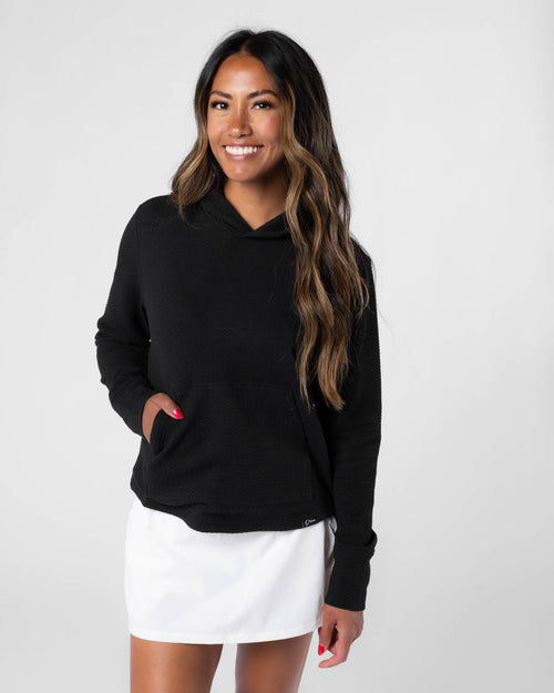 Women's Black Waffle Hoodie