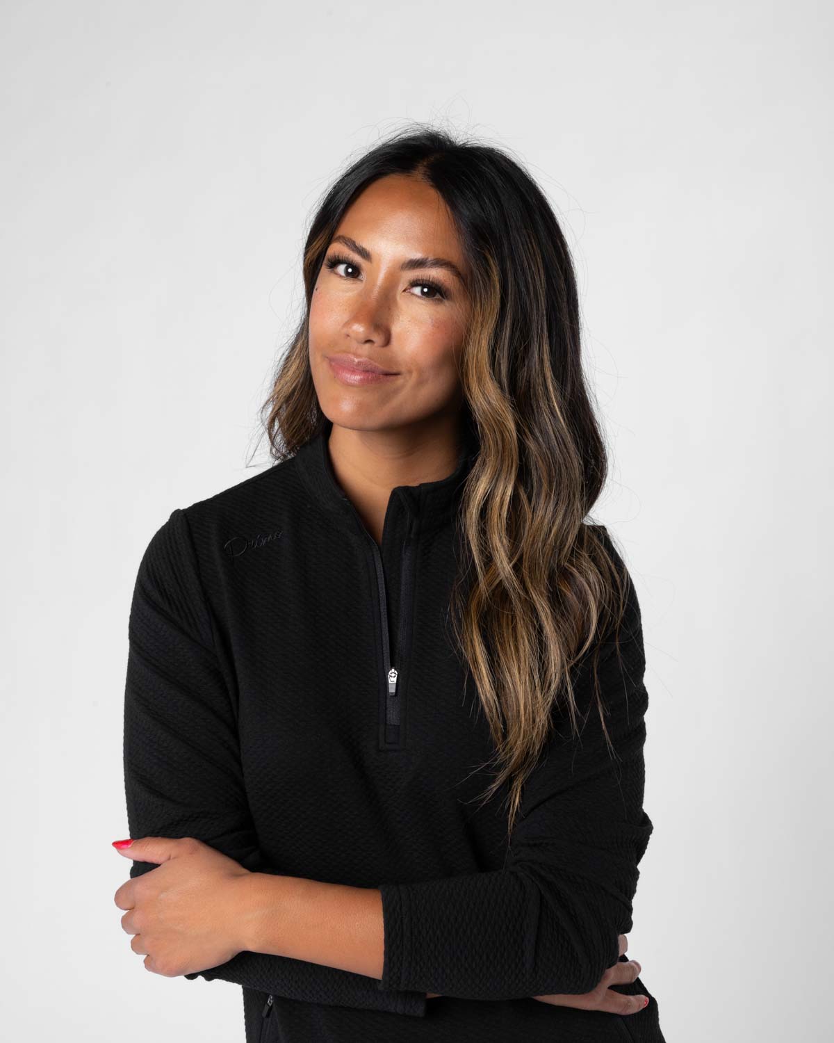 Women's Black Waffle Quarter Zip