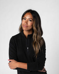 Women's Black Waffle Quarter Zip