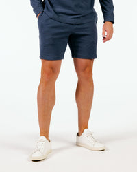 Blue Gray Brushed Rib Knit Shorts