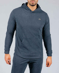 Blue Gray Brushed Rib Knit Hoodie