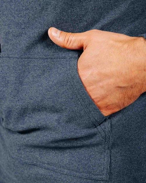 Blue Gray Brushed Rib Knit Hoodie