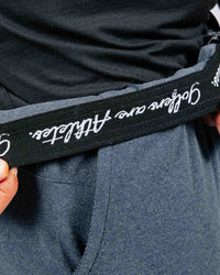 Blue Gray Brushed Rib Knit Shorts