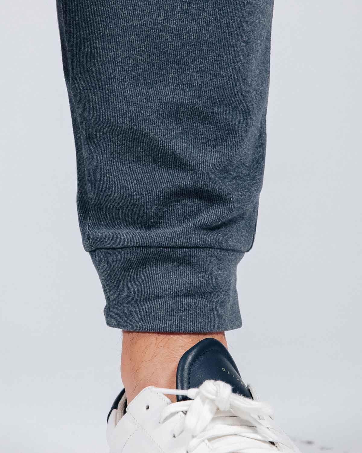 Blue Gray Brushed Rib Knit Jogger