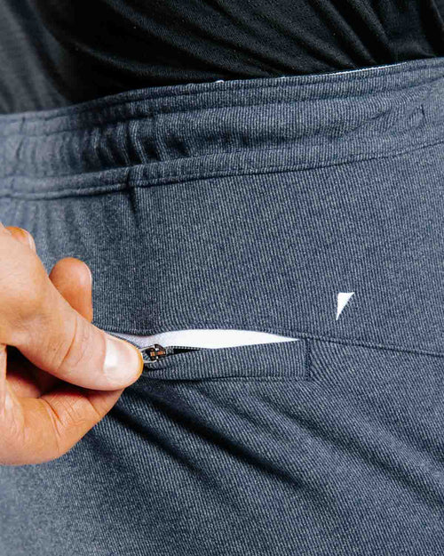 Blue Gray Brushed Rib Knit Shorts