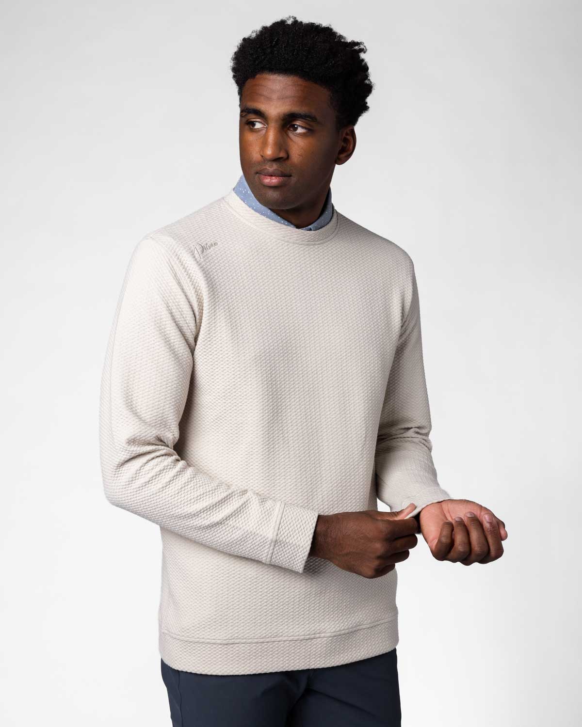 Light Khaki Waffle Crew Neck