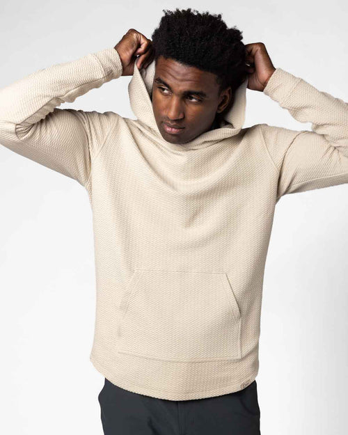 Light Khaki Cursive Waffle Hoodie