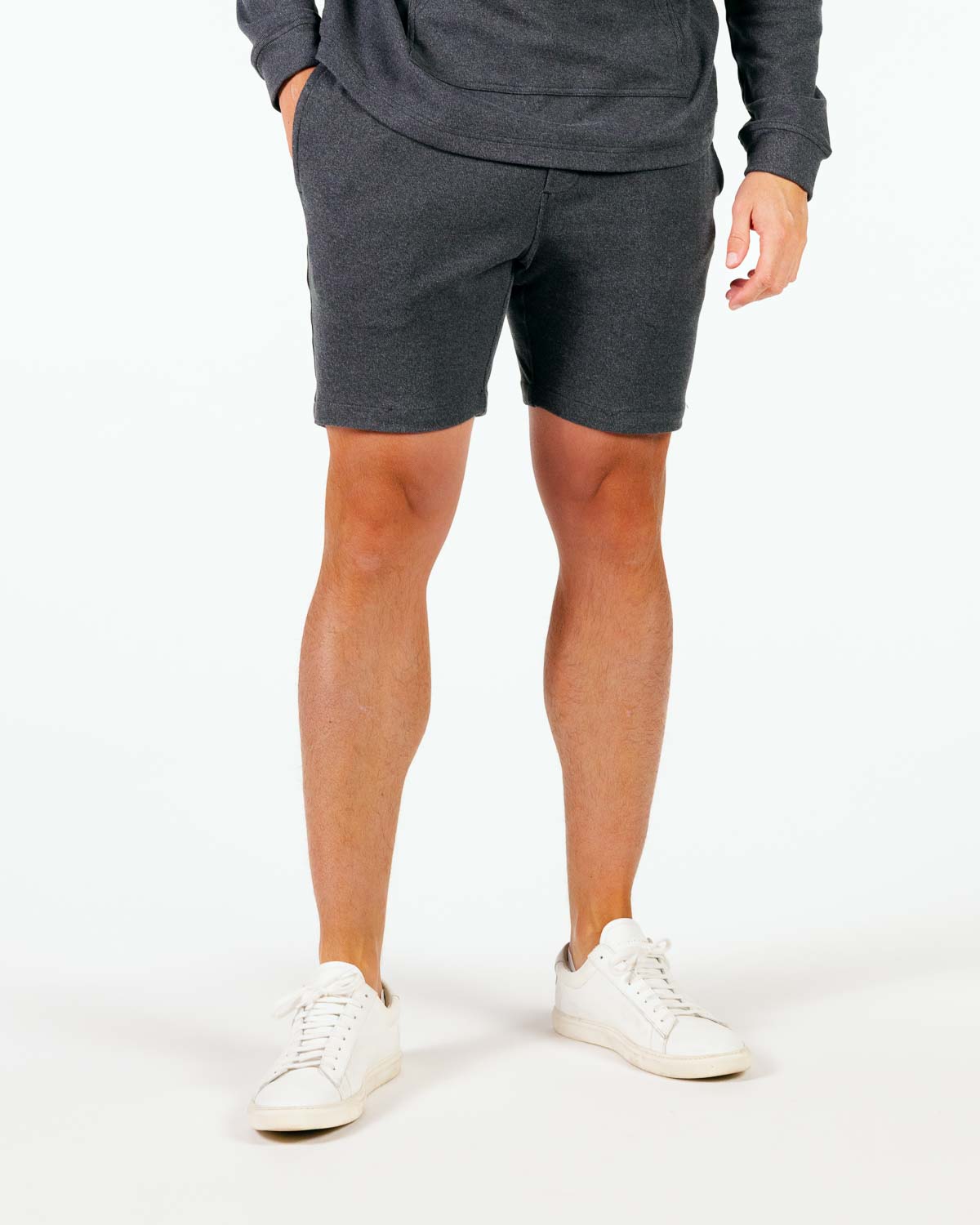 Dark Gray Brushed Rib Knit Shorts