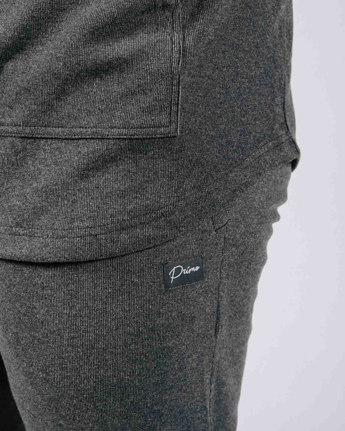 Dark Gray Brushed Rib Knit Hoodie