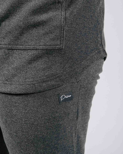 Dark Gray Brushed Rib Knit Hoodie