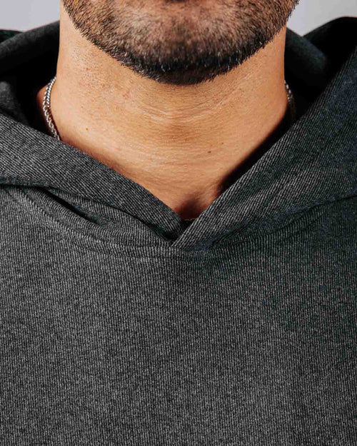 Dark Gray Brushed Rib Knit Hoodie