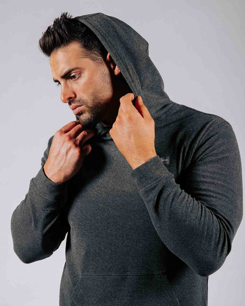 Dark Gray Brushed Rib Knit Hoodie