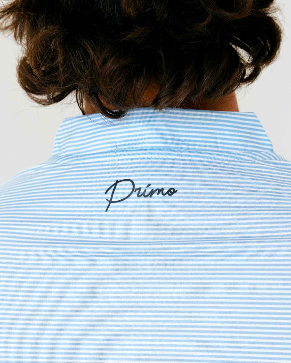 Grant Horvat Essentials Light Blue Micro Stripes Blade Polo