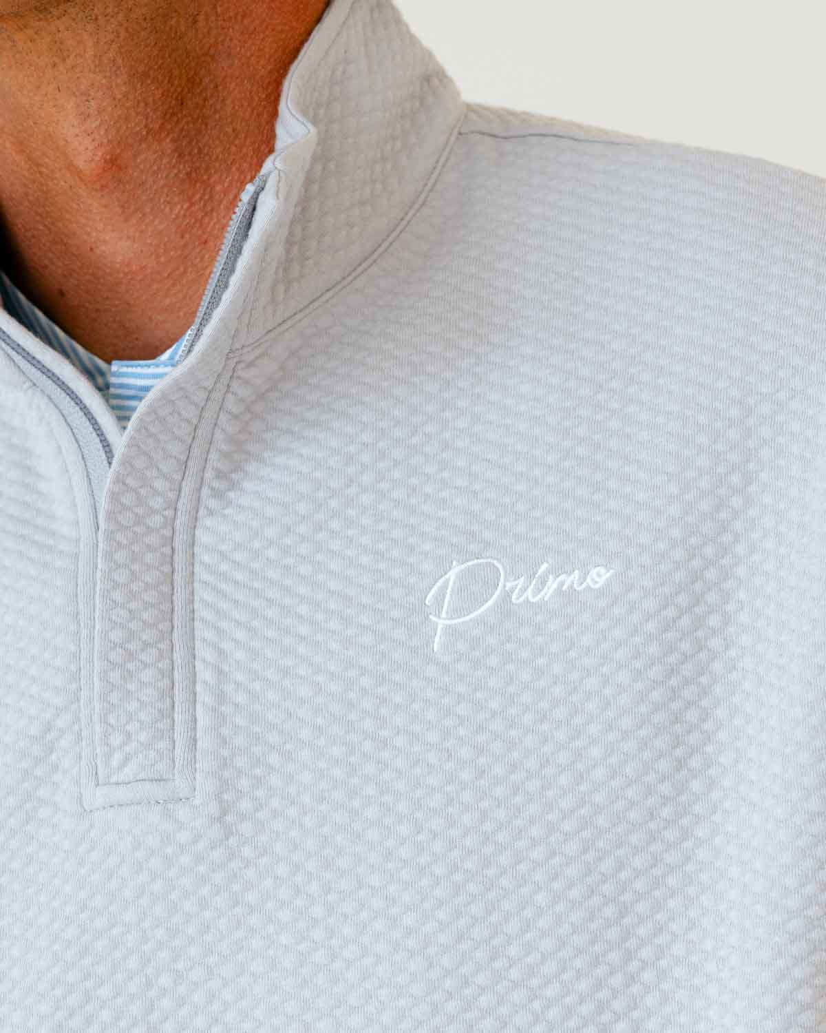 Grant Horvat Essentials Light Gray Classic Waffle Quarter Zip