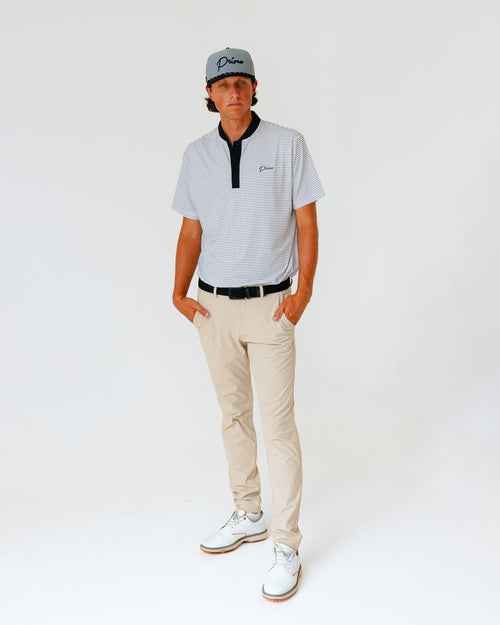 Grant Horvat Essentials White & Black Stripes Blade Polo
