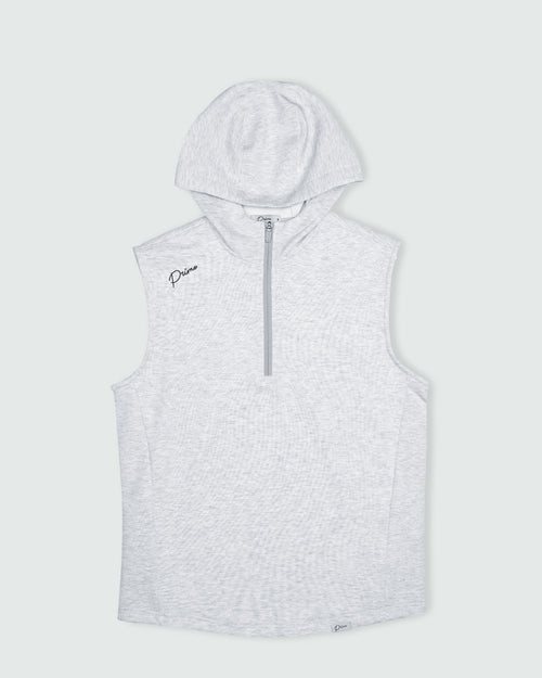 Light Gray Heather Hooded Quarter Zip Vest