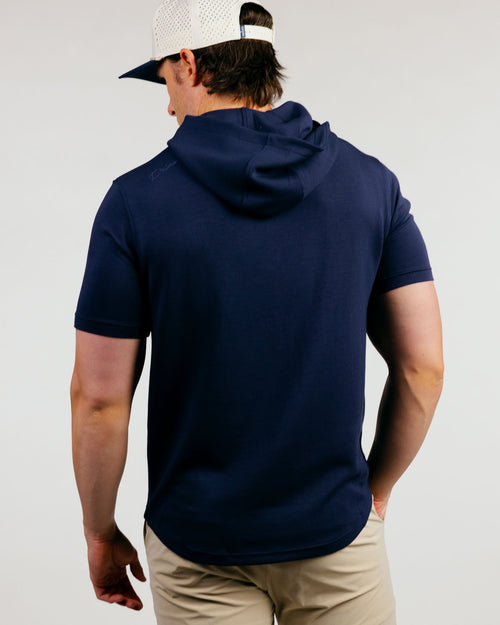 Navy Heather Short Sleeve Recovery Hoodie