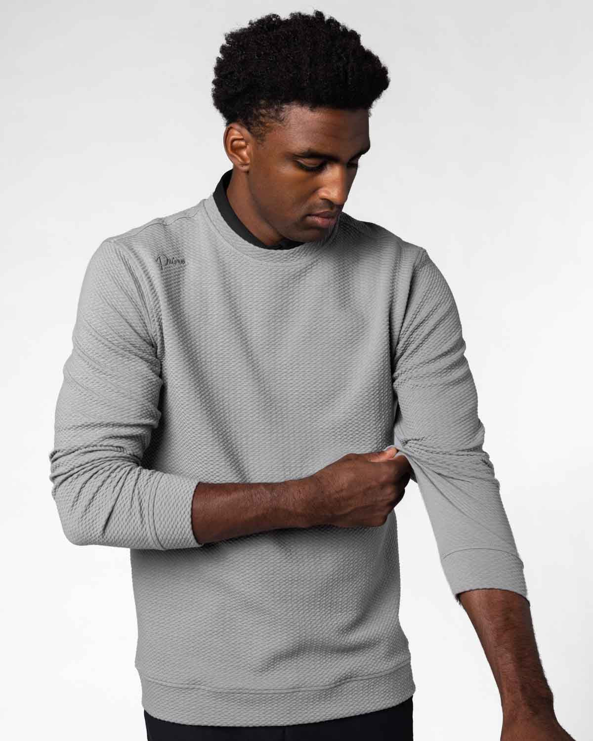 Light Gray Waffle Crew Neck