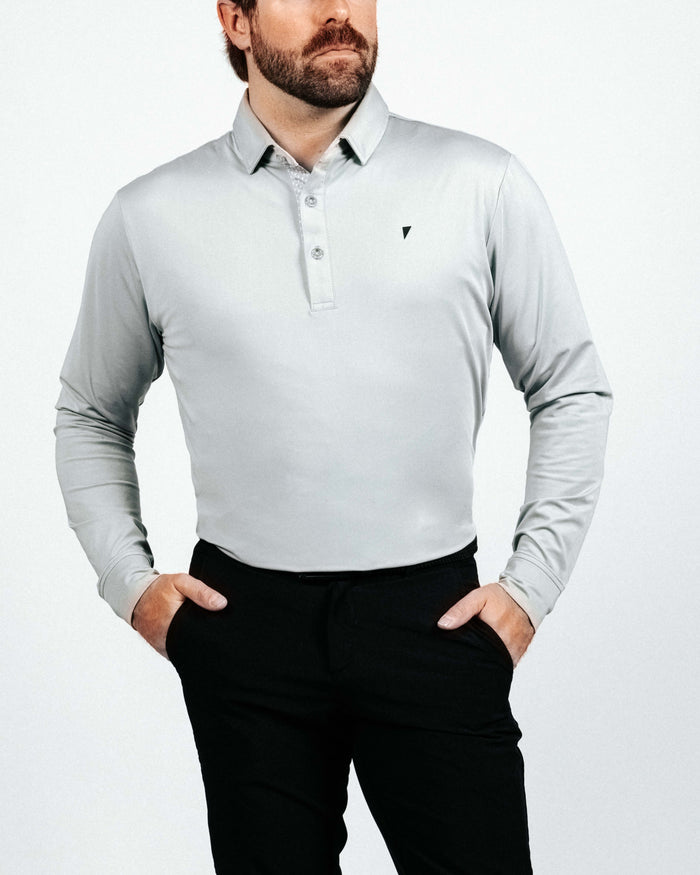 Light Gray Long Sleeve Classic Polo