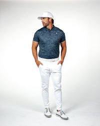 Navy Pineapple Blade Polo