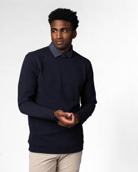 Navy Waffle Crew Neck