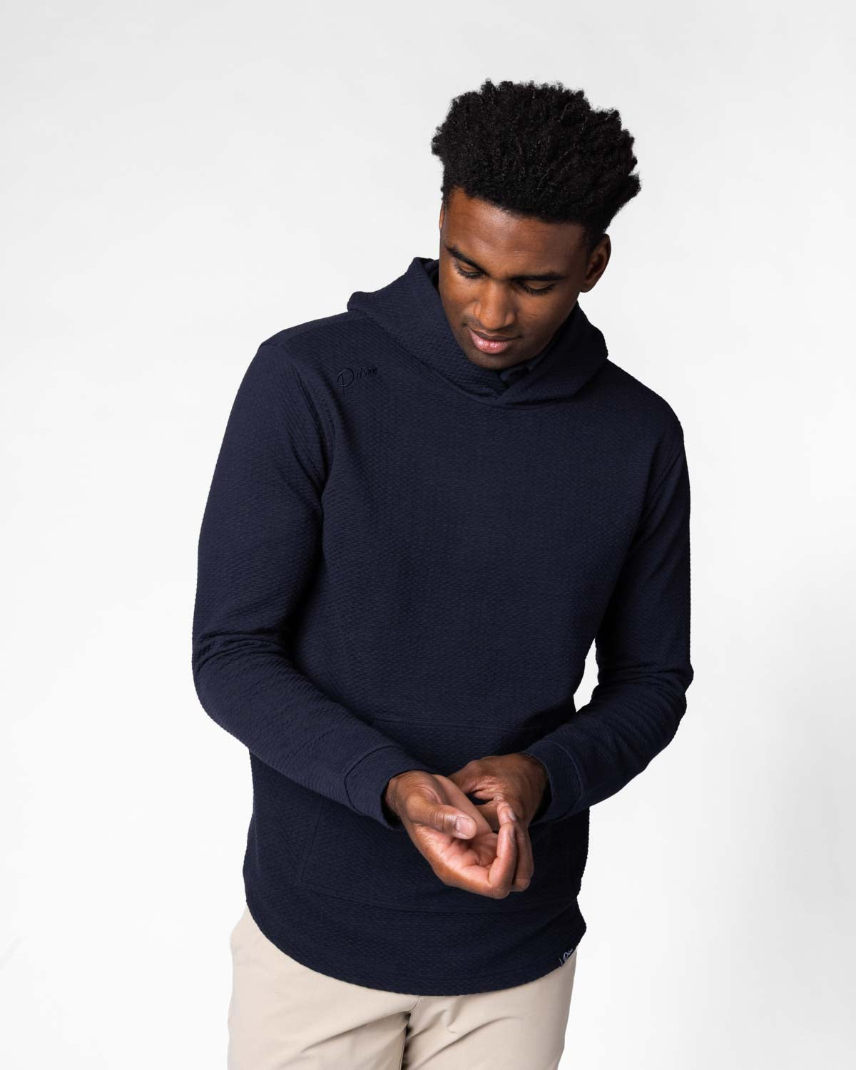 Navy Cursive Waffle Hoodie