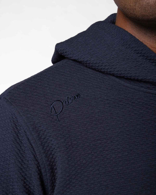 Navy Cursive Waffle Hoodie
