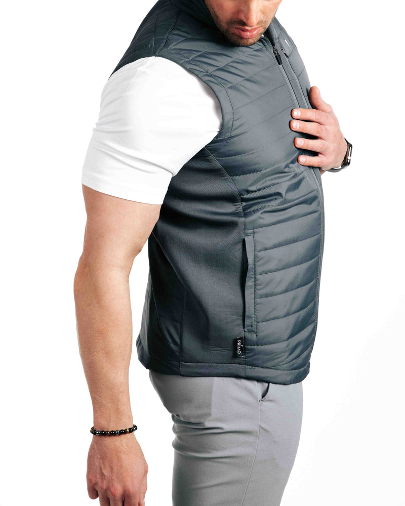 The Primo Golf Dark Gray Vest side paneling