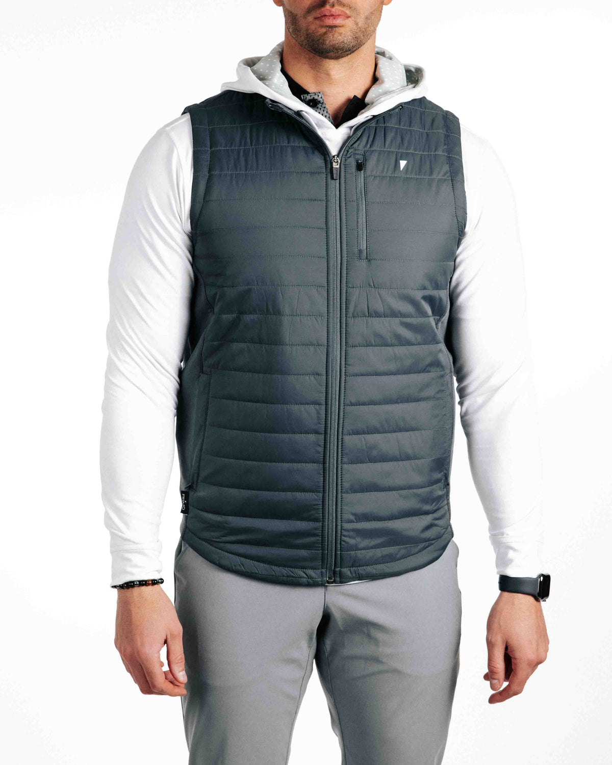 The Primo Golf Dark Gray Vest with hoodie