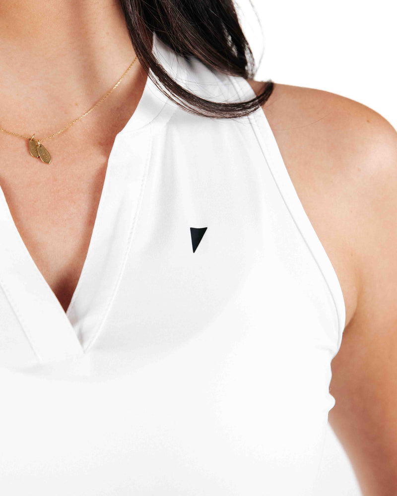 Women's White Sleeveless Blade Polo