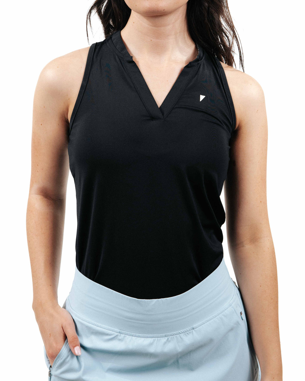 Women's Black Sleeveless Blade Polo