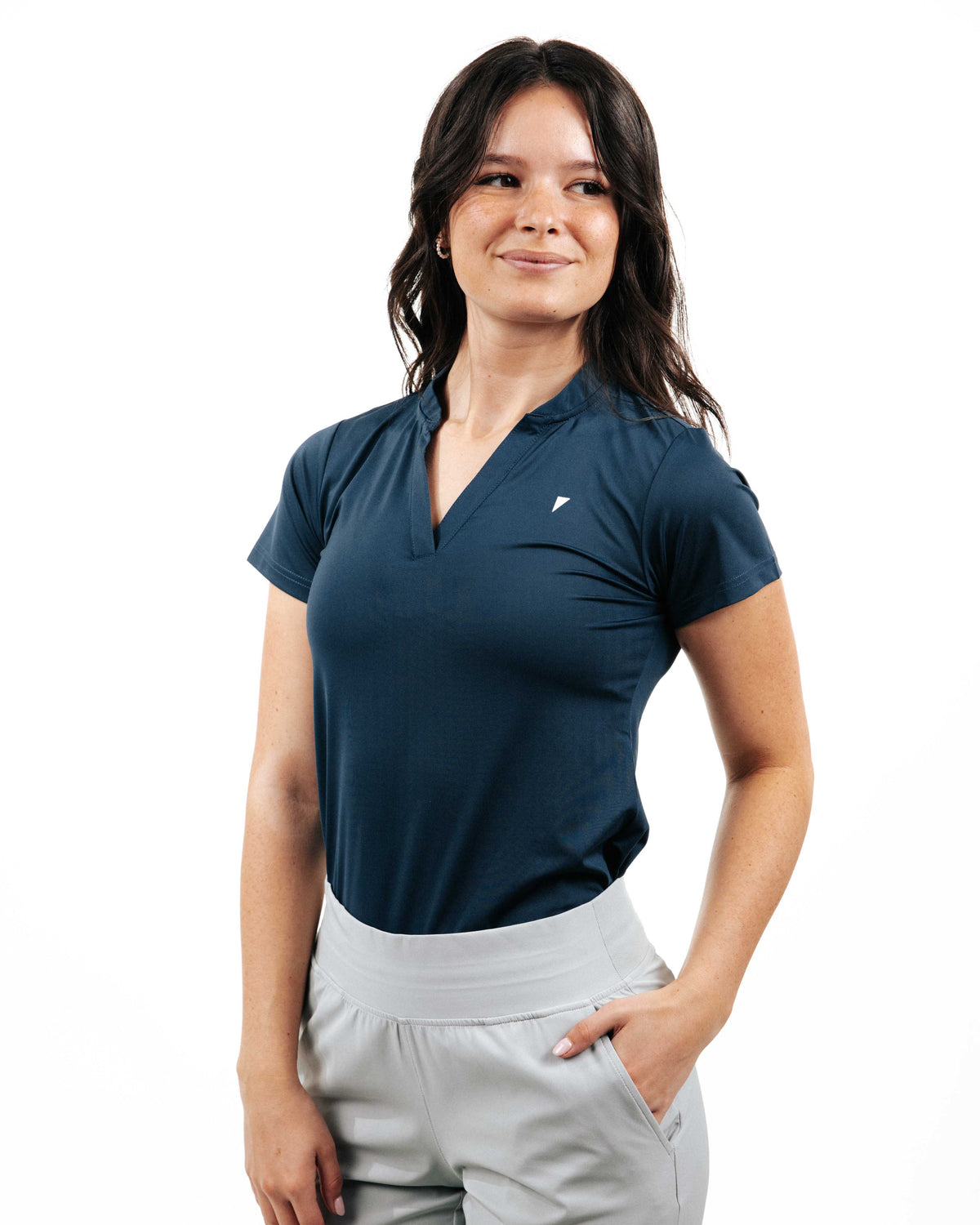 Women's Navy Short Sleeve Blade Polo