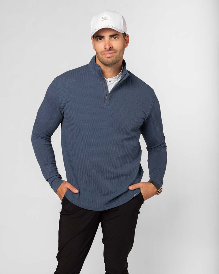 Slate Blue Waffle Quarter Zip