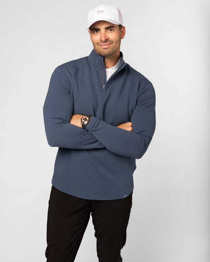 Slate Blue Waffle Quarter Zip