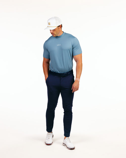 Stone Blue Mock Neck Tee