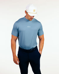 Stone Blue Mock Neck Tee