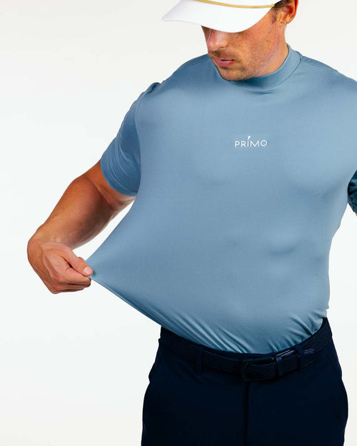 Stone Blue Mock Neck Tee