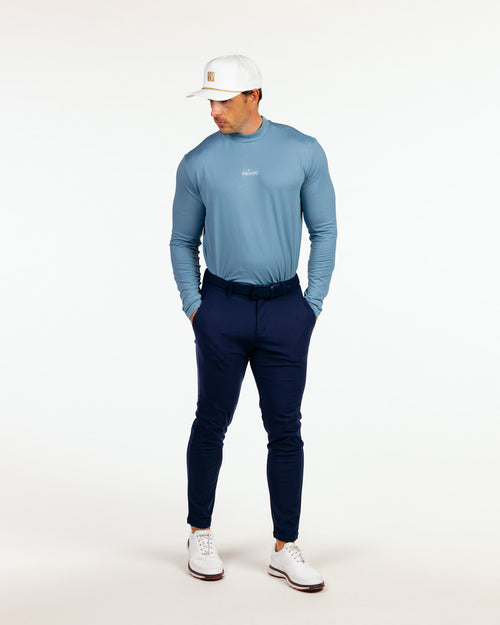 Stone Blue Mock Neck Long Sleeve
