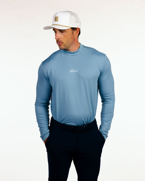 Stone Blue Mock Neck Long Sleeve