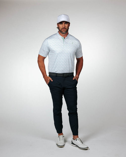 Teal Geometric Blade Polo