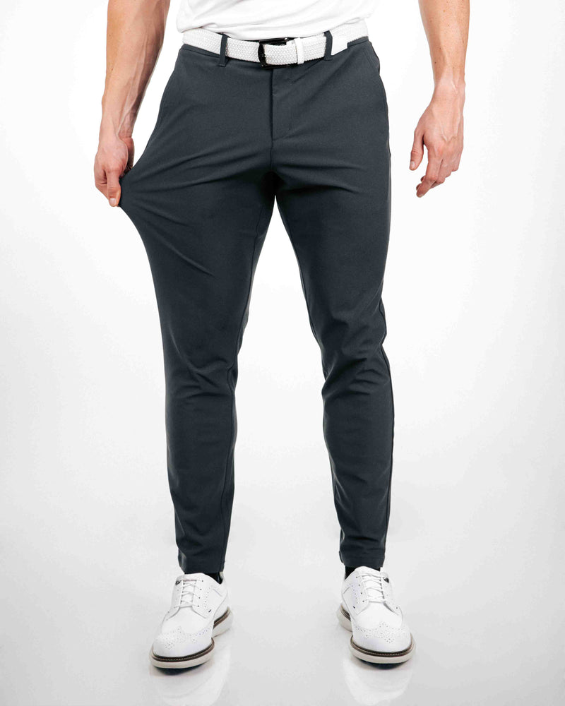 Primo Golf Dark Gray Traditional Pants - On Model Stretch