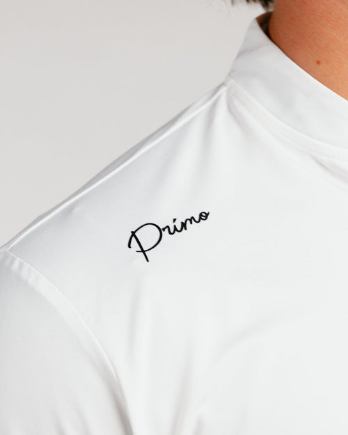 White Cursive Blade Polo