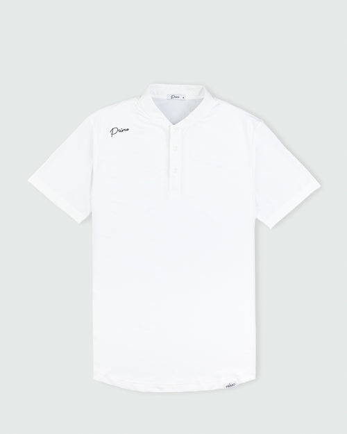 White Cursive Blade Polo