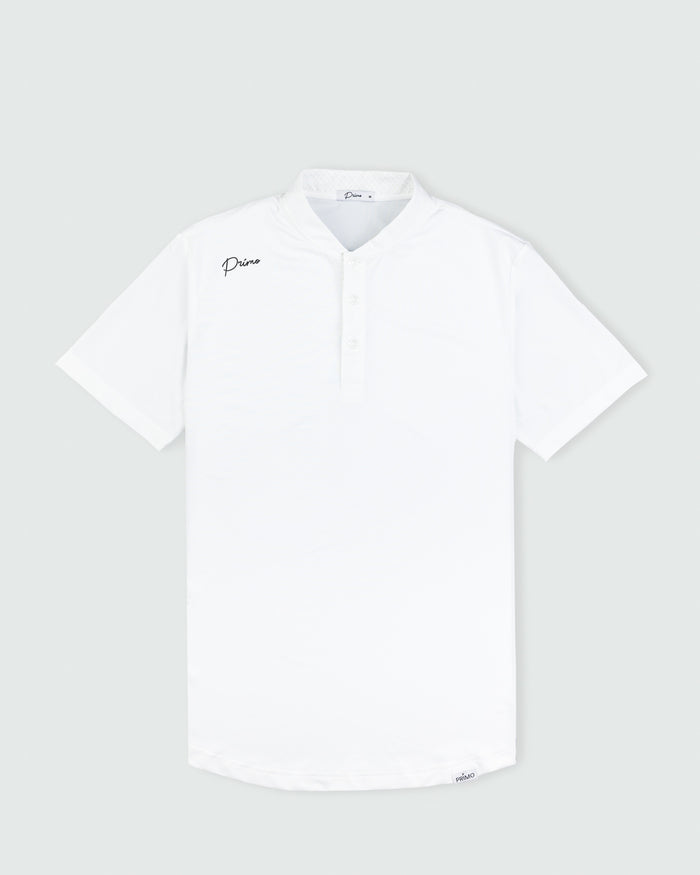 White Cursive Blade Polo
