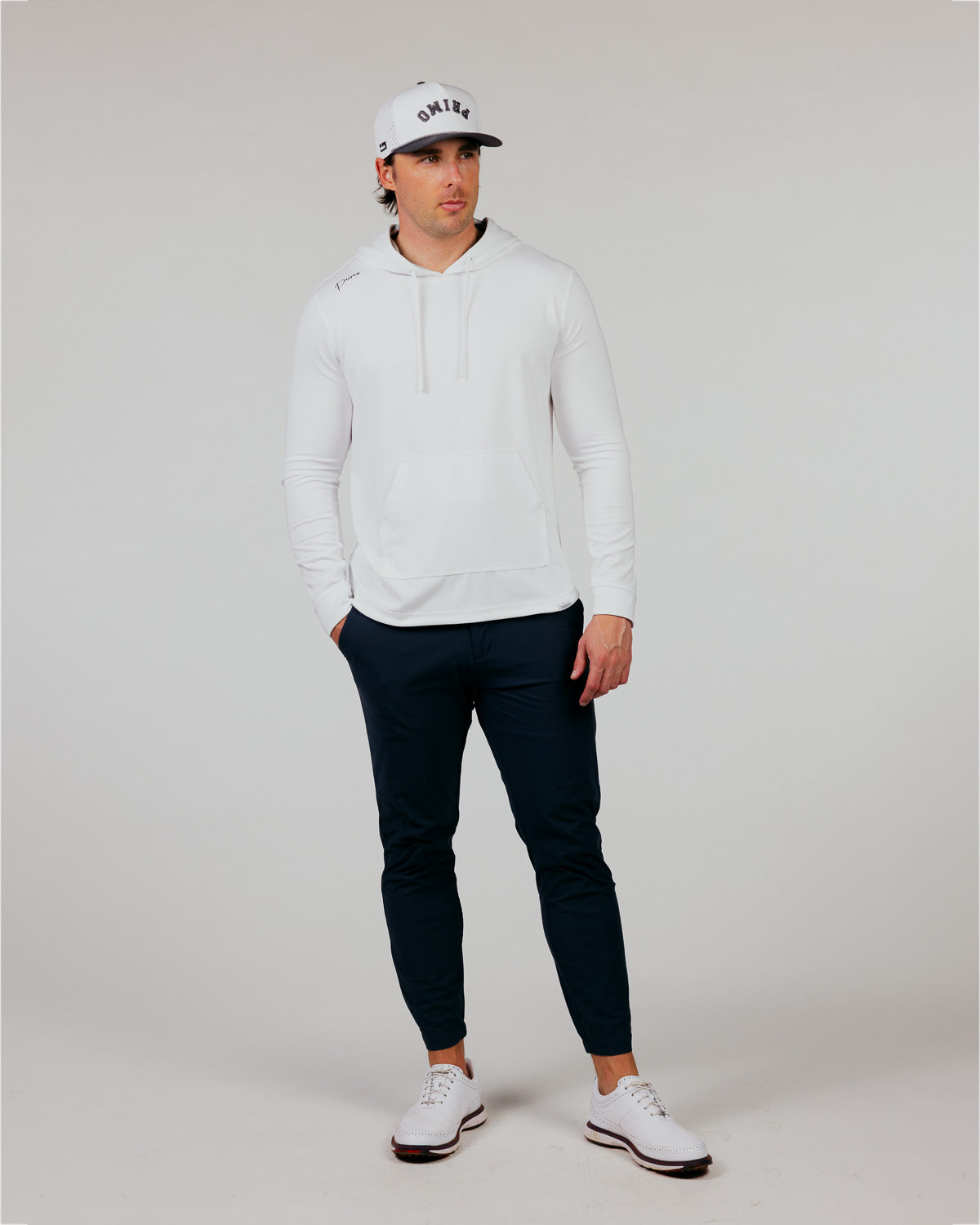 White Cursive Golf Hoodie