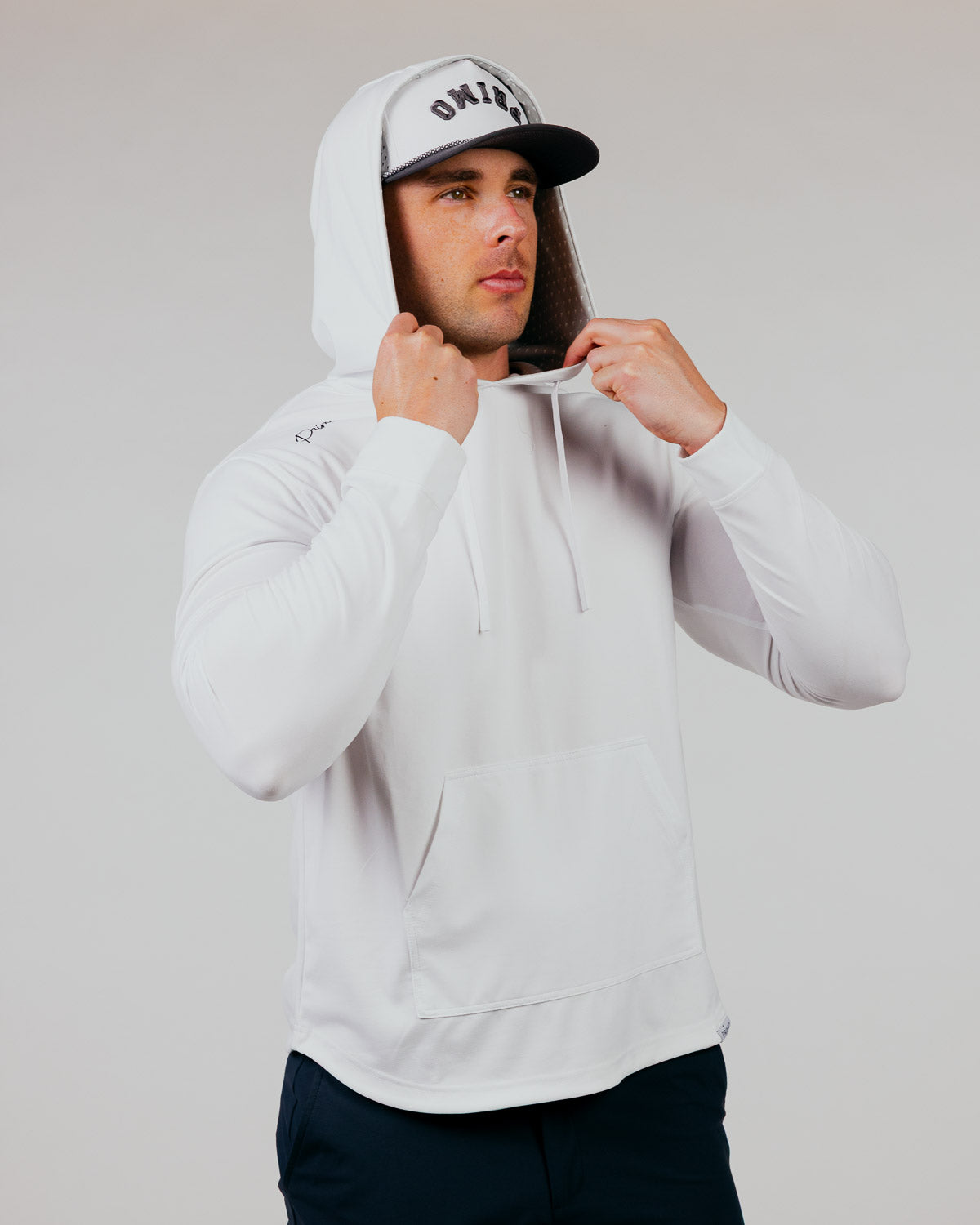 White Cursive Golf Hoodie