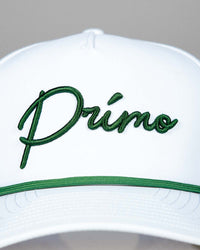 White | Green Cursive Hat
