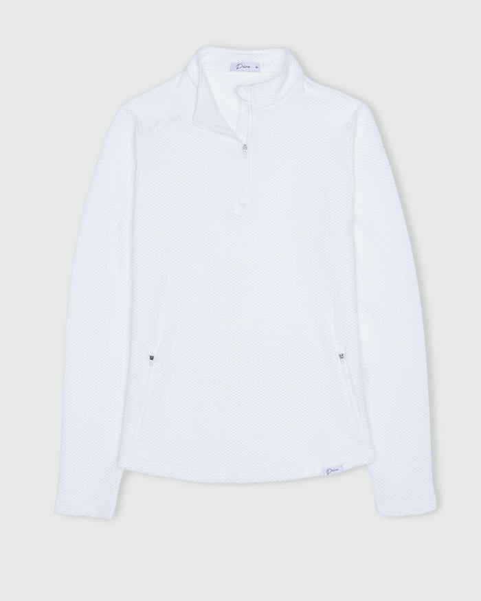 Women's White Waffle Quarter Zip